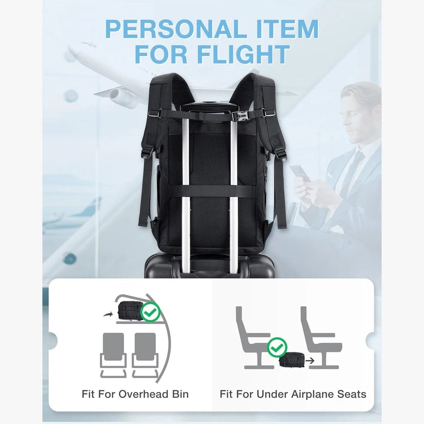 Falco 40L Expandable Airline Approved Carry On Travel Backpack