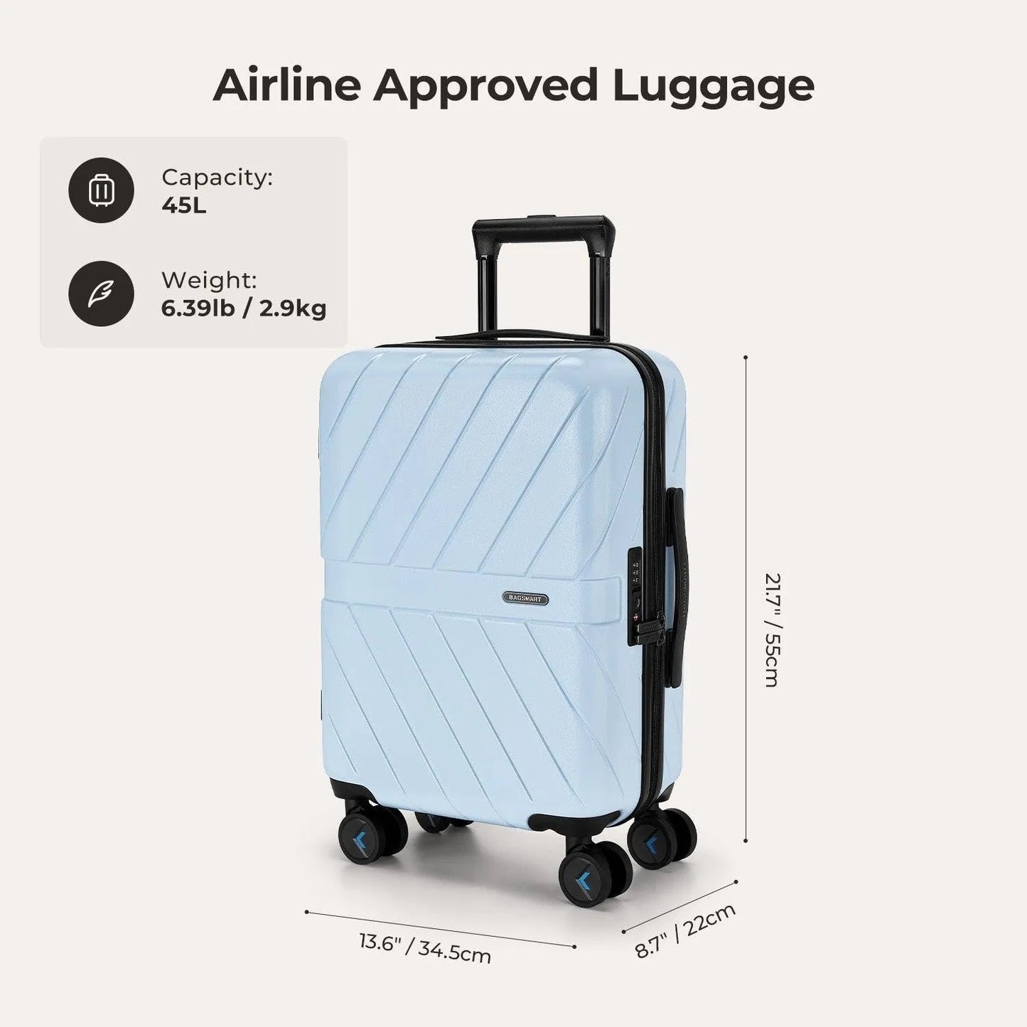 Daren 16-20 Inch Lightweight Hardside Carry-On Suitcase