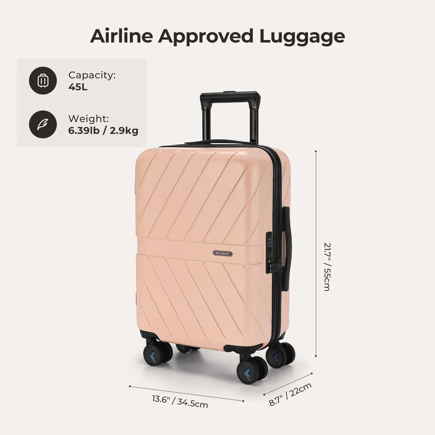 Daren 16-20 Inch Lightweight Hardside Carry-On Suitcase