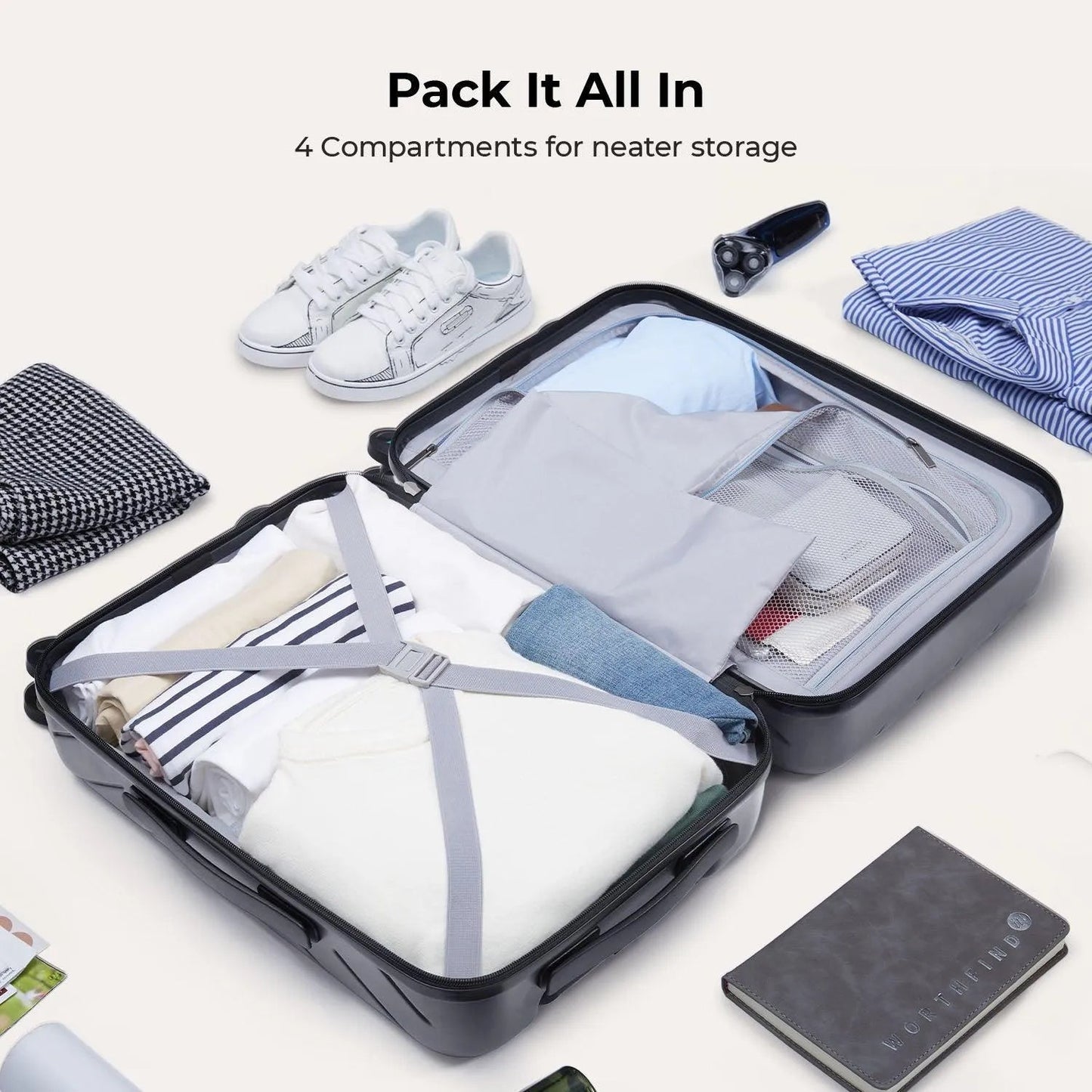 Daren 16-20 Inch Lightweight Hardside Carry-On Suitcase