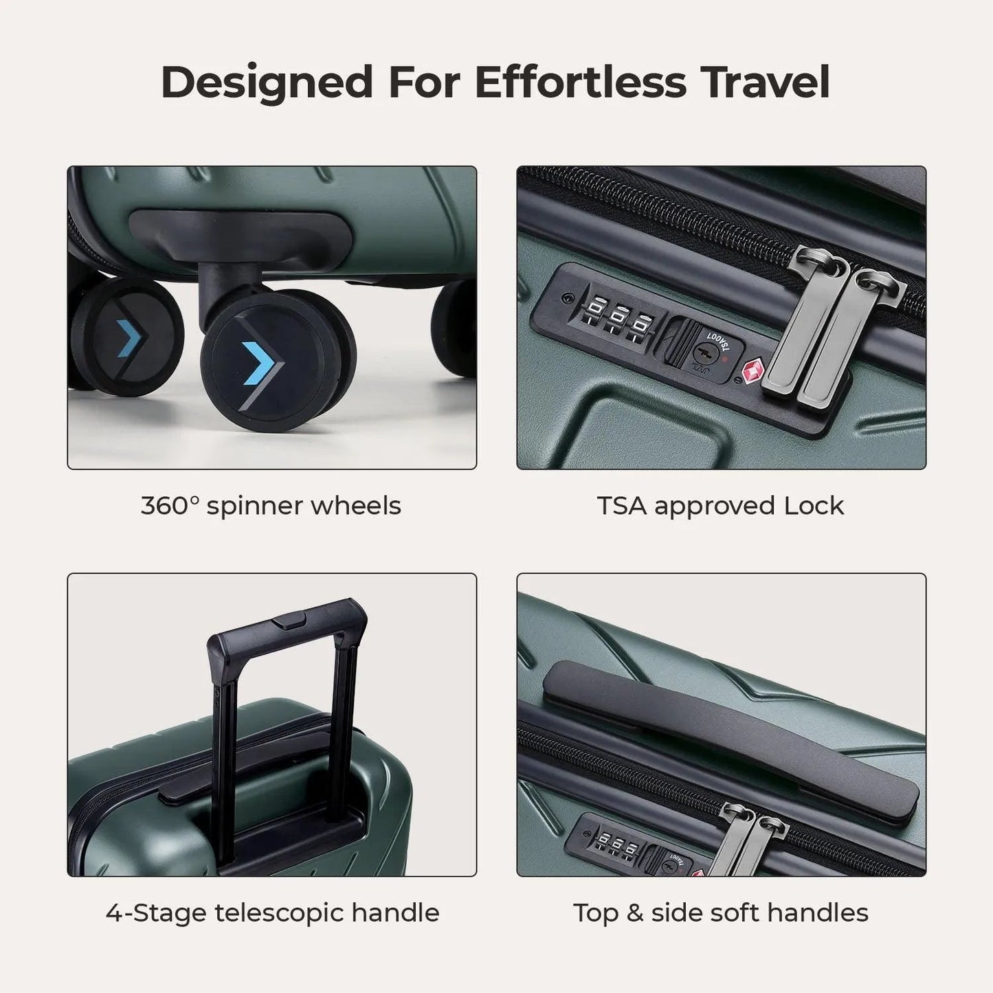 Daren 16-20 Inch Lightweight Hardside Carry-On Suitcase