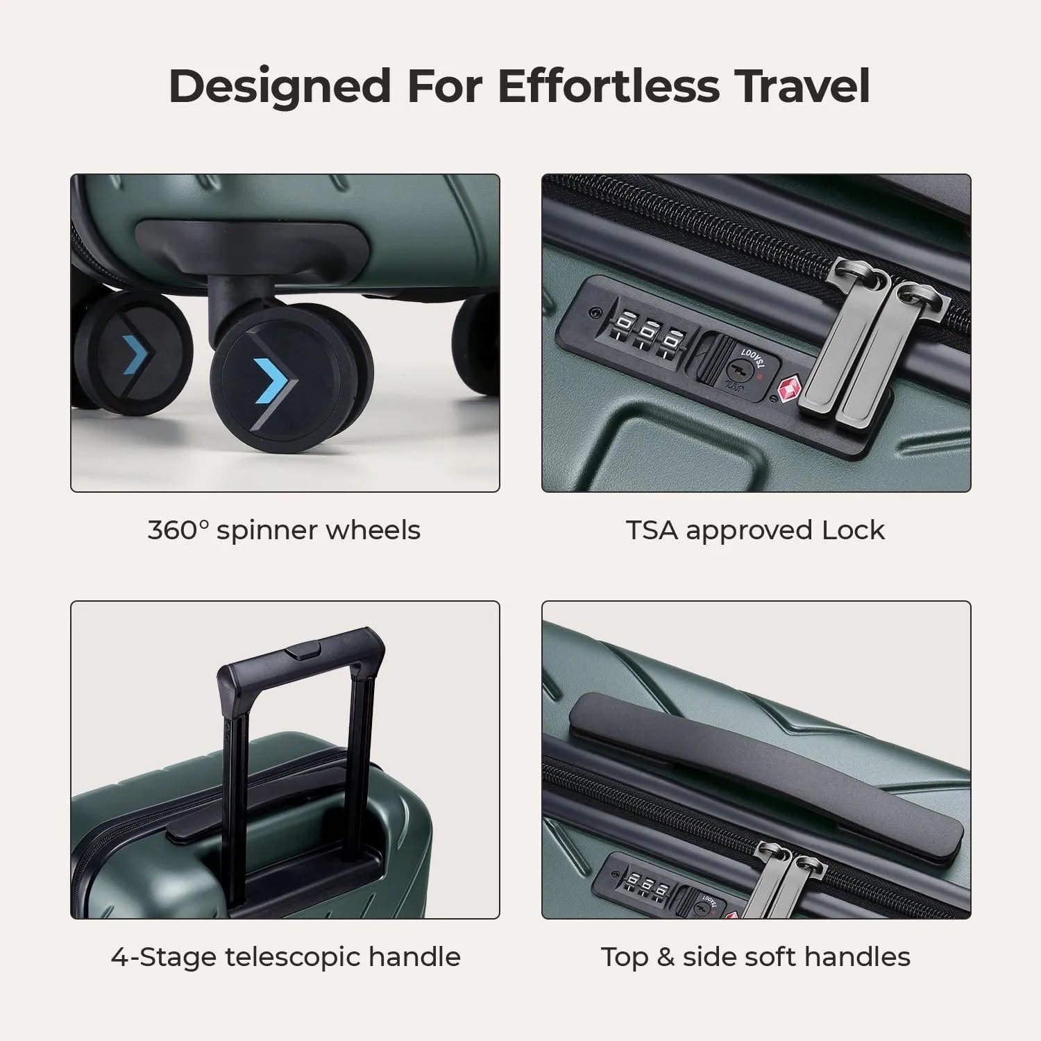 Daren 16-20 Inch Lightweight Hardside Carry-On Suitcase